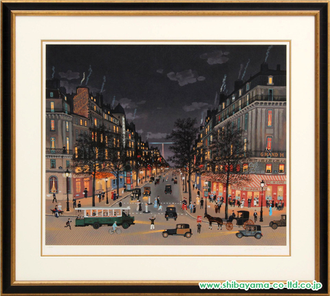 ミッシェル・ドラクロワ「The Grand Boulevards at night」セリグラフ :: 絵画買取・絵画販売専門店 - 株式会社シバヤマ