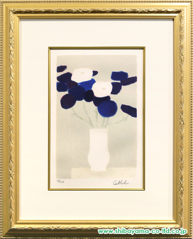 ベルナール・カトラン「WHITE AND BLUE ANEMONES 1」リトグラフ :: 絵画買取・販売 - シバヤマ