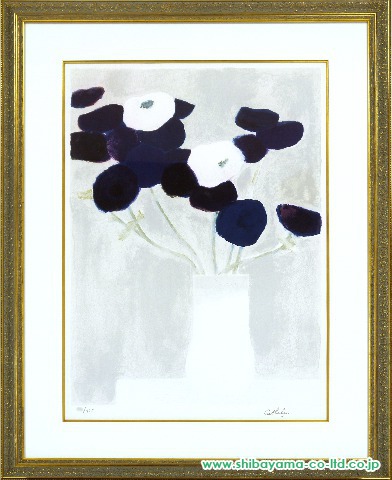 ベルナール・カトラン「白と青のアネモネ WHITE AND BLUE ANEMONE's」リトグラフ :: 絵画買取・絵画販売専門店 -  株式会社シバヤマ