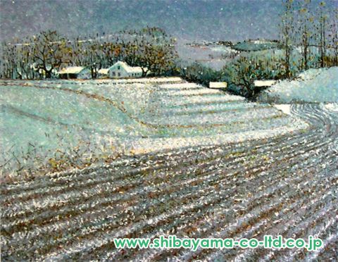 美品 アンドレ・ブーリエ「初雪」リトグラフ 直筆サイン入 額縁入り 美品 アンドレ・ブーリエ「初雪」リトグラフ 直筆サイン入 額縁