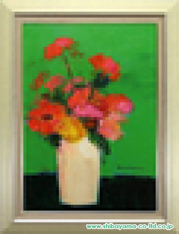 ジャン・クロード・アレンバック「緋色の花束」油彩 F15号