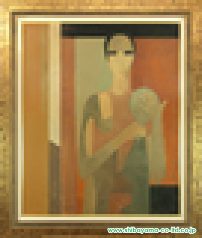アンドレ・ミノー「鏡を持つ女性」油彩