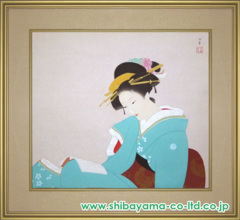 【Kutani】美品 上村松園「つれづれ」木版画 上村淳之監修 証明シール 上村松園「つれづれ」木版画 :: 絵画買取・販売 - シバヤマ
