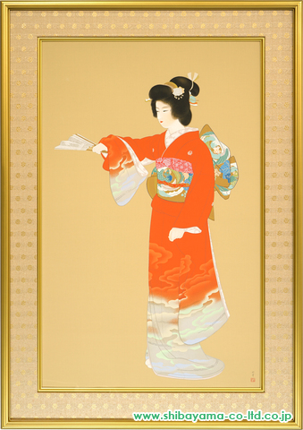 完璧 上村松園【 序の舞】 美人画 シルクスクリーン 版画 大判 額装