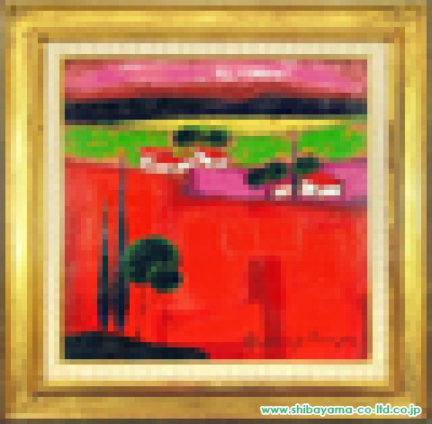 ロジェ・ボナフェ「赤い野の大きな糸杉」油彩
