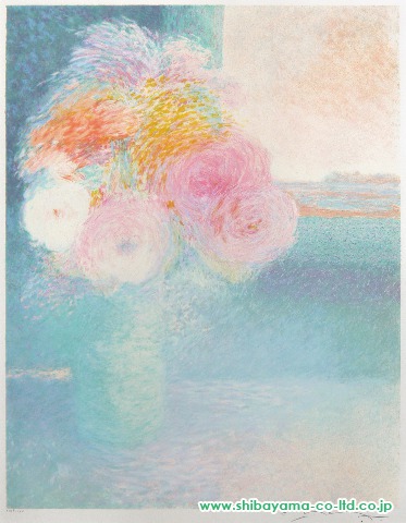 クロード・マヌキャン「窓辺の花」リトグラフ :: 絵画買取・絵画販売 
