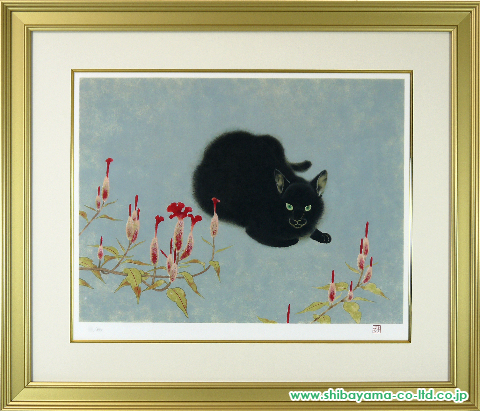 山口華楊「花と猫」リトグラフ :: 絵画買取・絵画販売専門店 - 株式