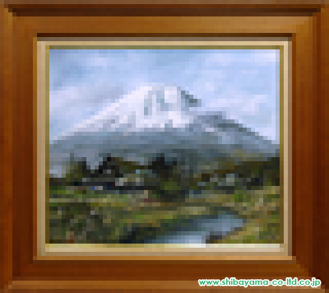 純正公式林喜市郎　　６F　　「忍野富士」　　キャンバスに油彩　　　サイン有 自然、風景画