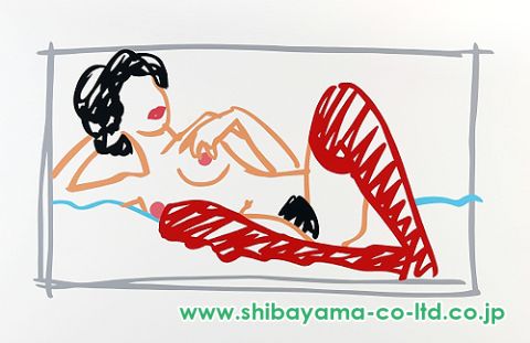 トム・ウェッセルマン「Fast Sketch Red Stocking Nude」スクリーンプリント