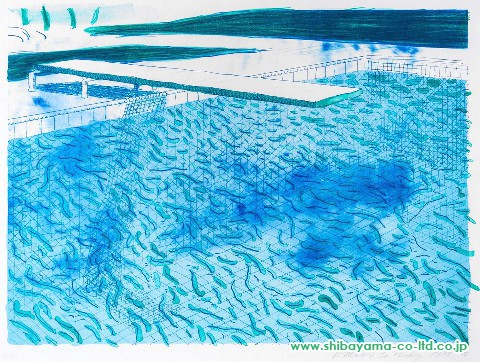 デイヴィッド・ホックニー「Lithograph of Water Made of Lines with 