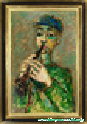 ポール・アイズピリ「笛を吹く少年」油彩 M40号