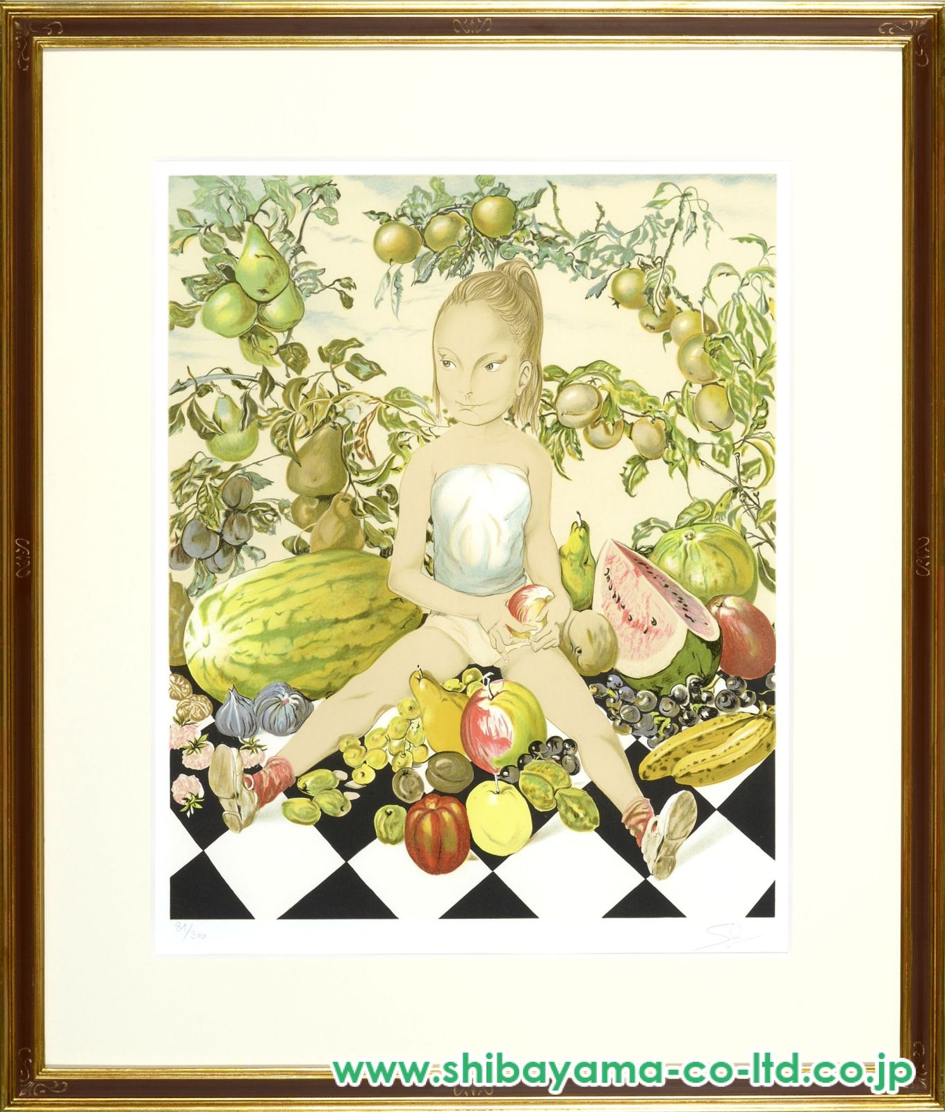 藤田嗣治、野菜と子供、超希少画集画、新品額装付 藤田嗣治、野菜と子供、超希少画集画、新品額装付
