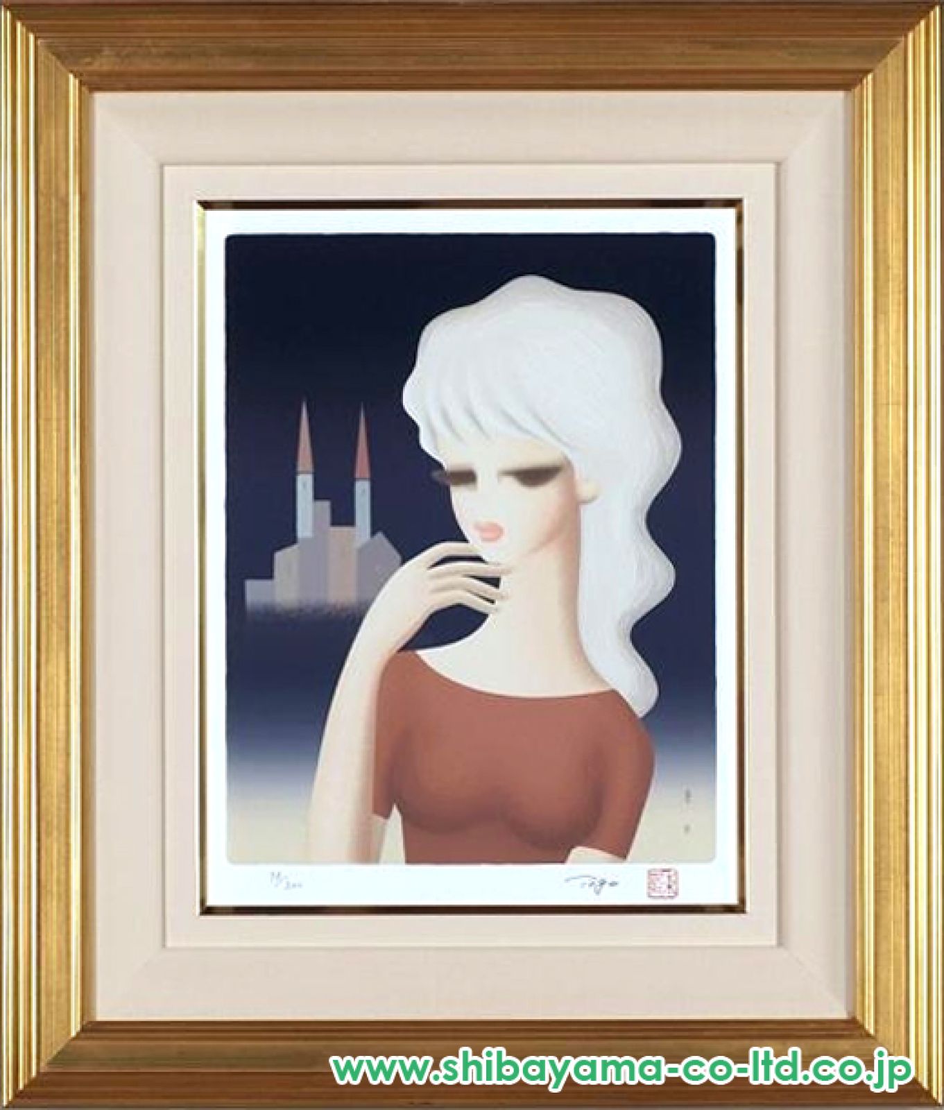 東郷青児 シルクスクリーン版画 東郷青児「赤い塔」シルクスクリーン :: 絵画買取・販売 - シバヤマ