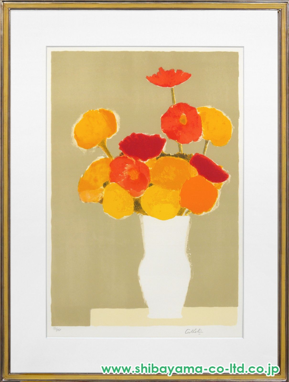 ベルナール　カトラン　白いライラック　絵画　リトグラフ　額 10271_8a833459578bfc4ab4004e47