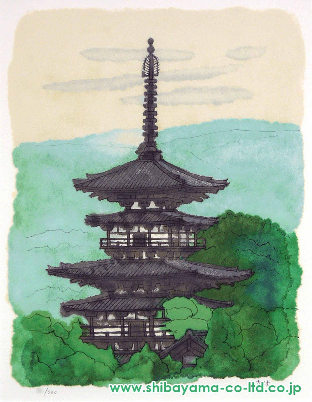 【真作】リトグラフ 平山郁夫 法隆寺の塔 161/200 額装 CM166 2025年最新】平山郁夫 法隆寺の人気アイテム - メルカリ