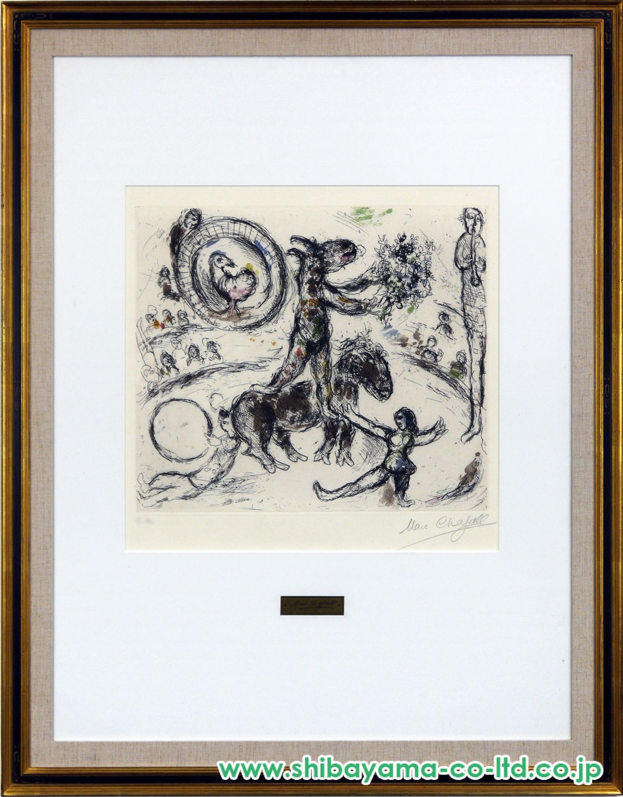 【特別出品】マルク・シャガール エッチング 直筆サイン 額装 版画 絵画 特別出品】マルク・シャガール エッチング 直筆サイン 額装 版画