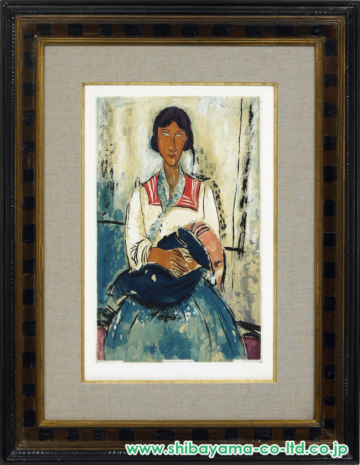 アメデオ・モディリアーニ「子供とジプシー女」銅版画 :: 絵画