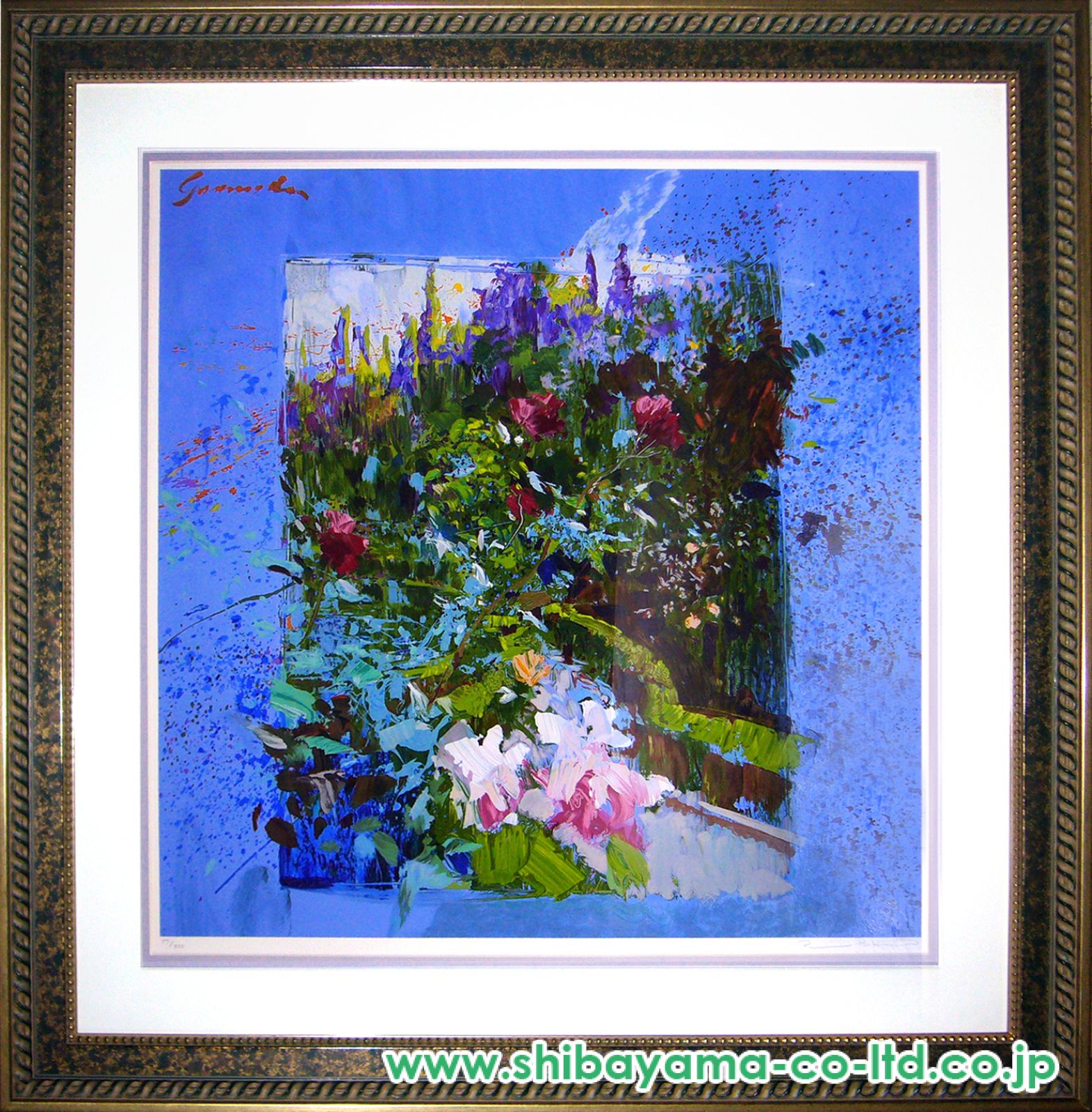 新品同様J.トレンツ・リャド グラナダの薔薇　絵画　版画　キャンバスエディション J・トレンツ・リャド「バガテルの薔薇（遺族サイン）」が激安