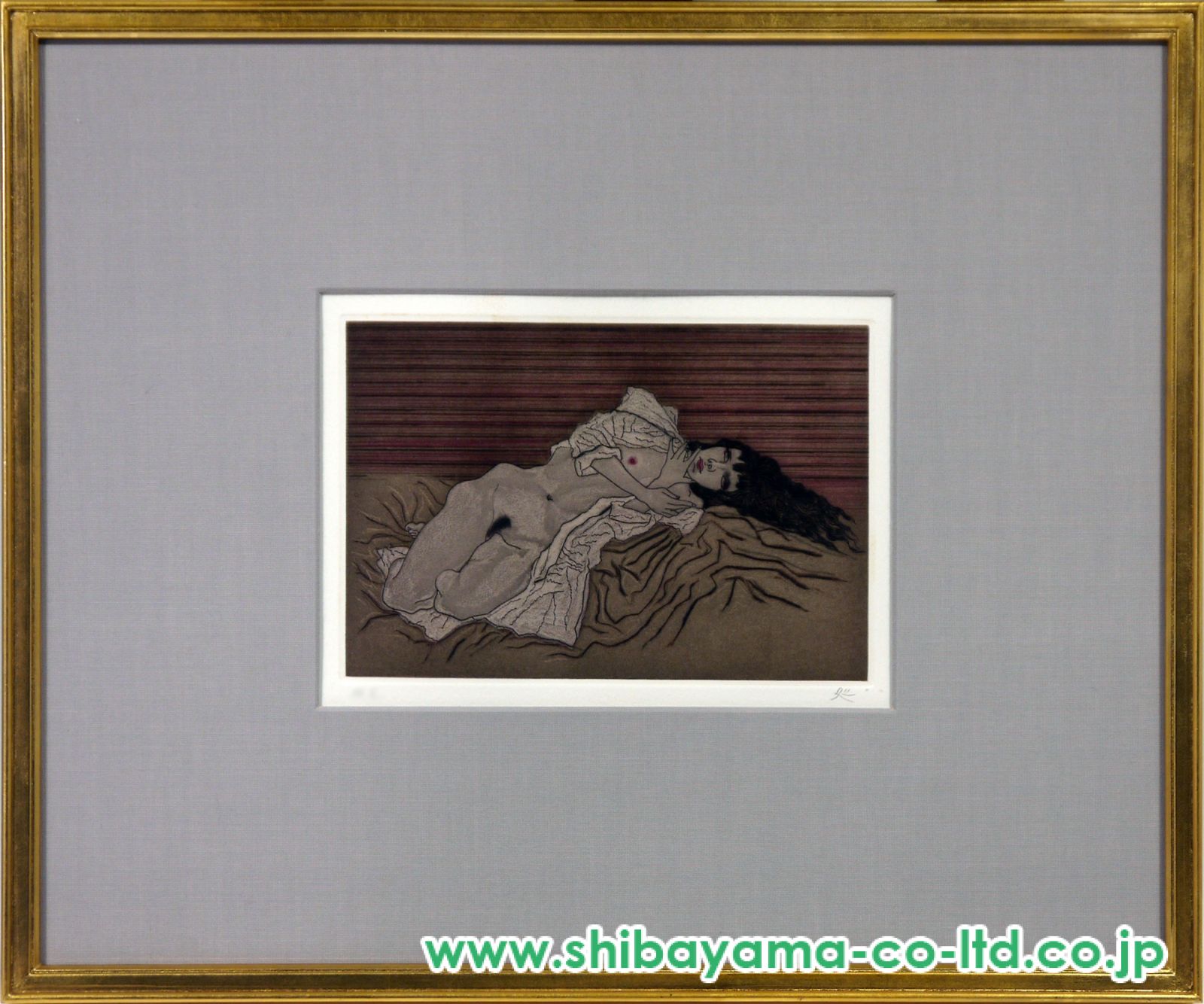 加山又造「白衣の裸婦」銅版画 :: 絵画買取・販売 - シバヤマ