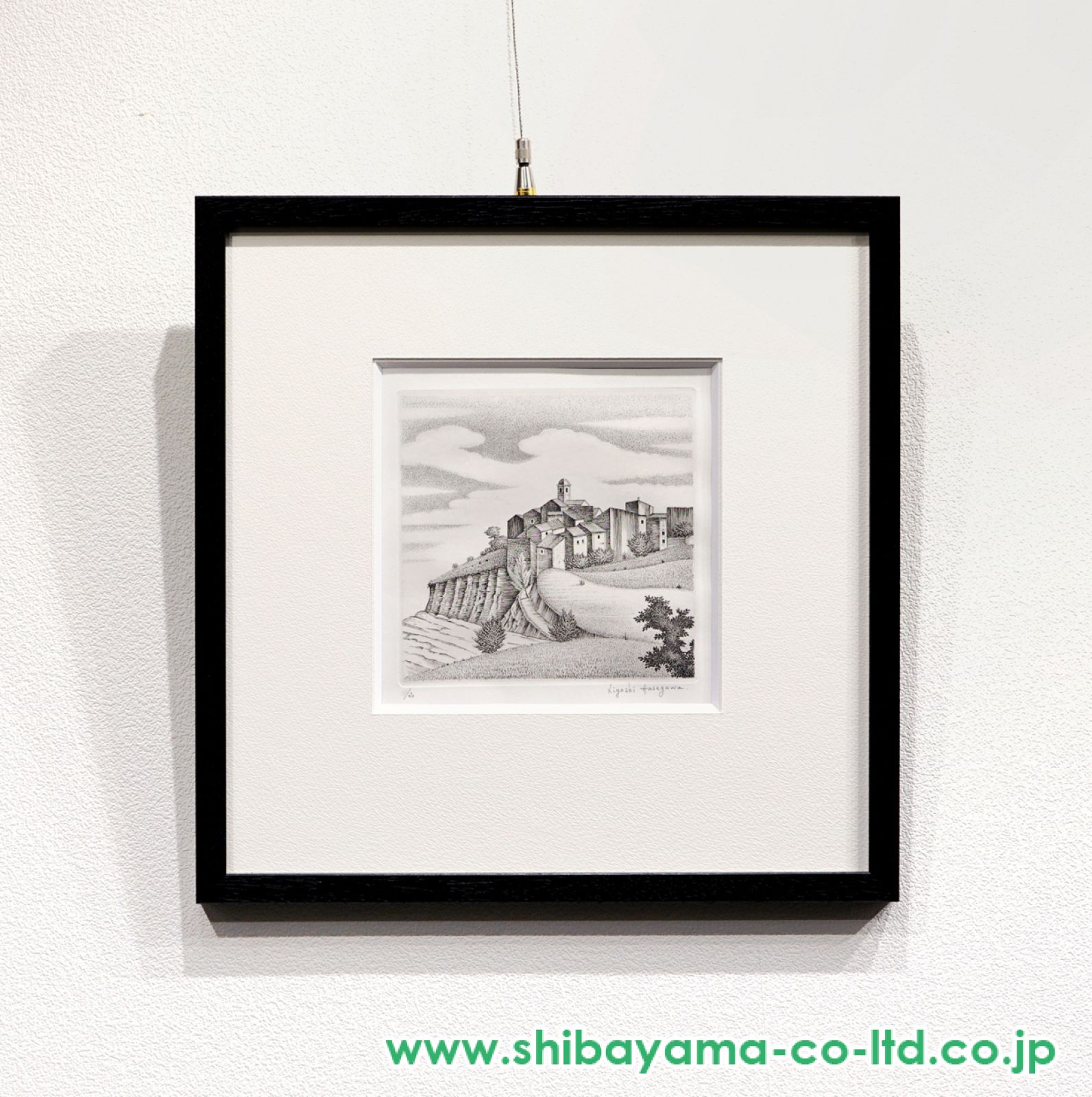 長谷川潔、ロエの村道、厳選、希少画集・額装画、新品高級額 額装付 長谷川潔、ロエの村道、厳選、希少画集・額装画、新品高級額