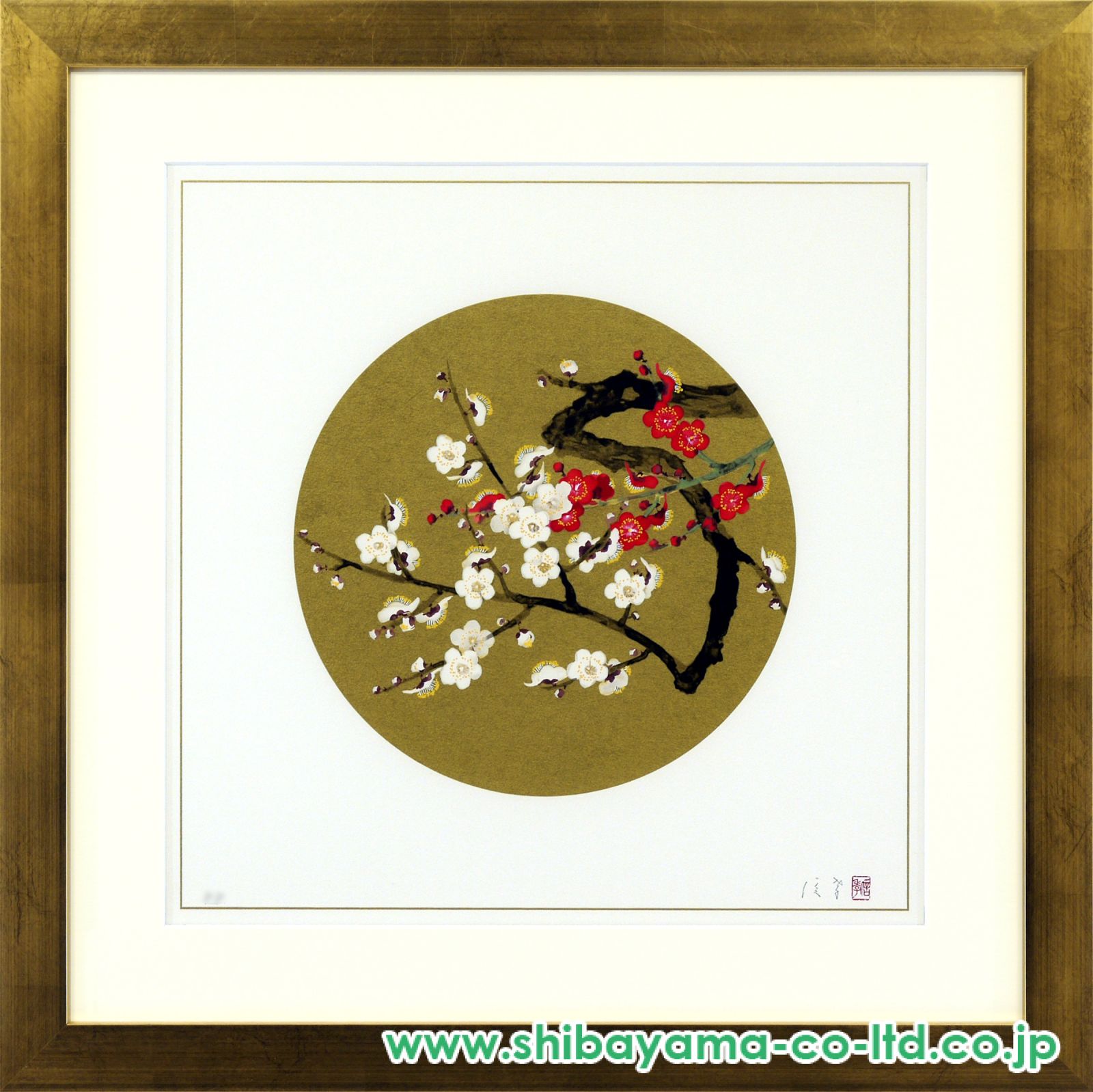 岡信孝「四季草花図 梅」リトグラフ :: 絵画買取・販売 - シバヤマ