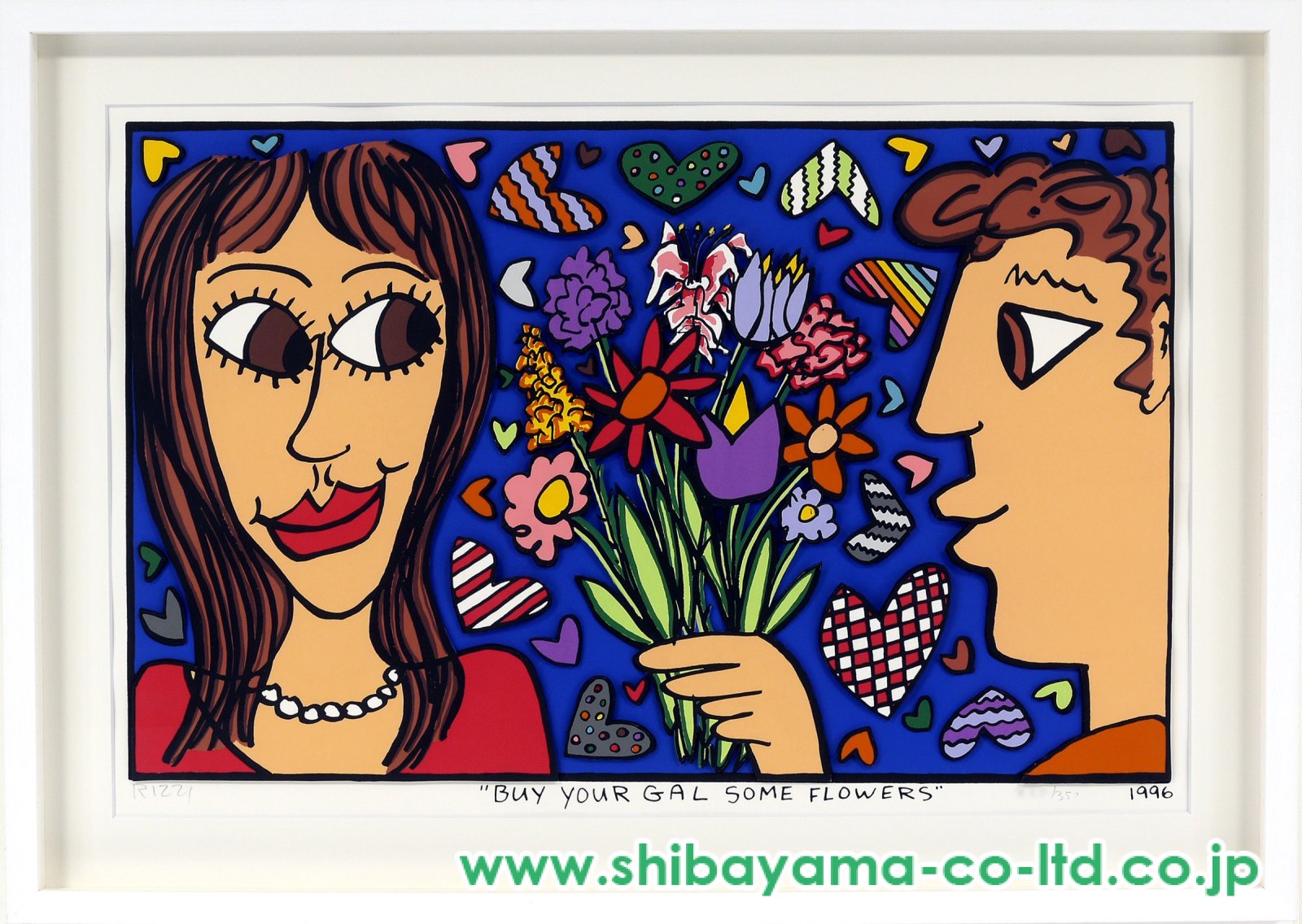 希少 ジェームスリジィ 特別額装 お花フレーム アメリカンポップアート 3D ジェームス・リジィ「BUY YOUR GAL SOME FLOWERS」3Dシルク