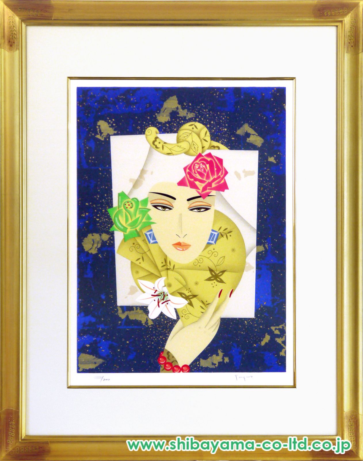 谷川泰宏　リトグラフ 谷川泰宏「蒼月」リトグラフ :: 絵画買取・販売 - シバヤマ