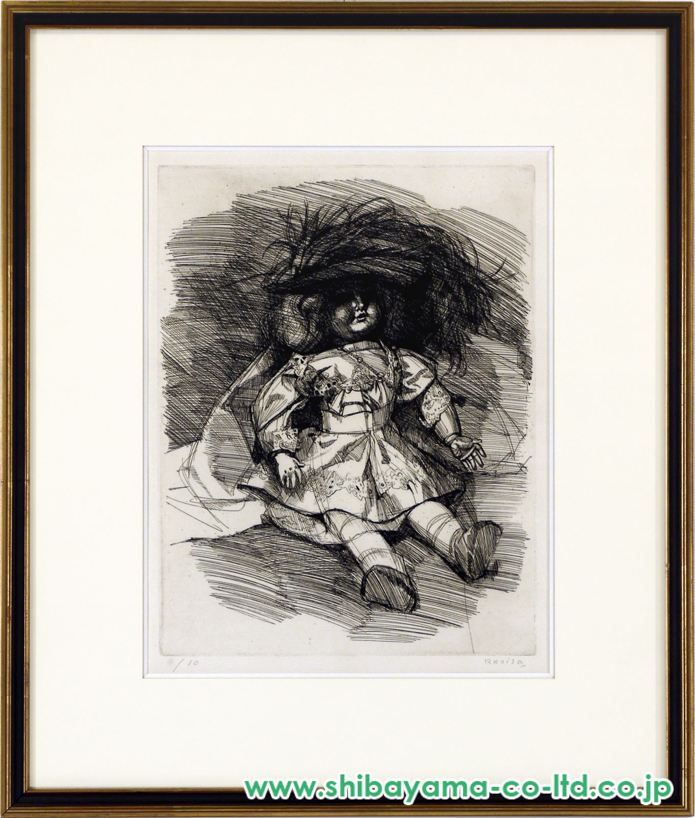 小磯良平「帽子の人形」エッチング :: 絵画買取・販売 - シバヤマ