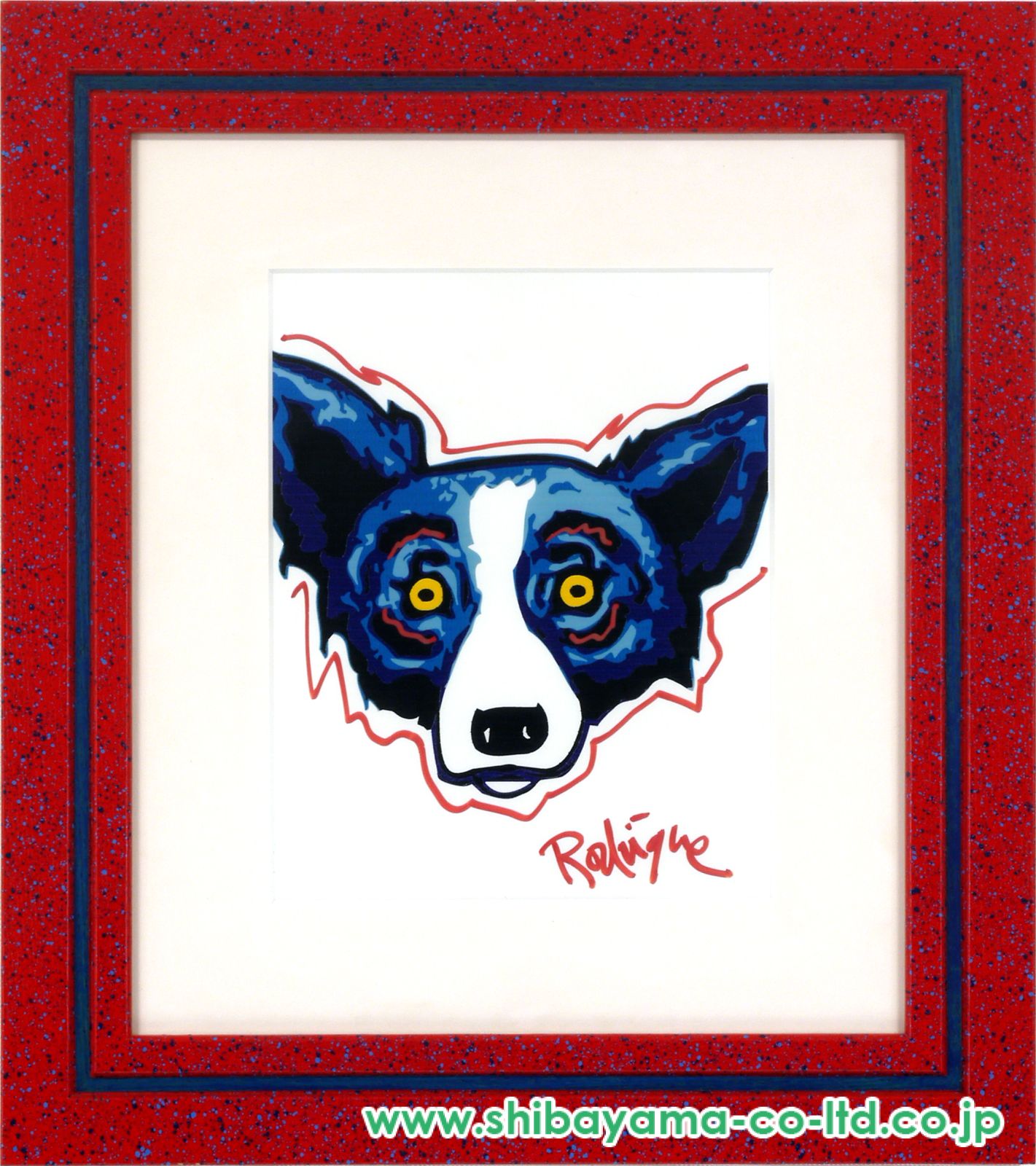 Doggy doggy アクリル画 ジョージ・ロドリーゲ「BLUE DOG FACE」ゼロックスプリント
