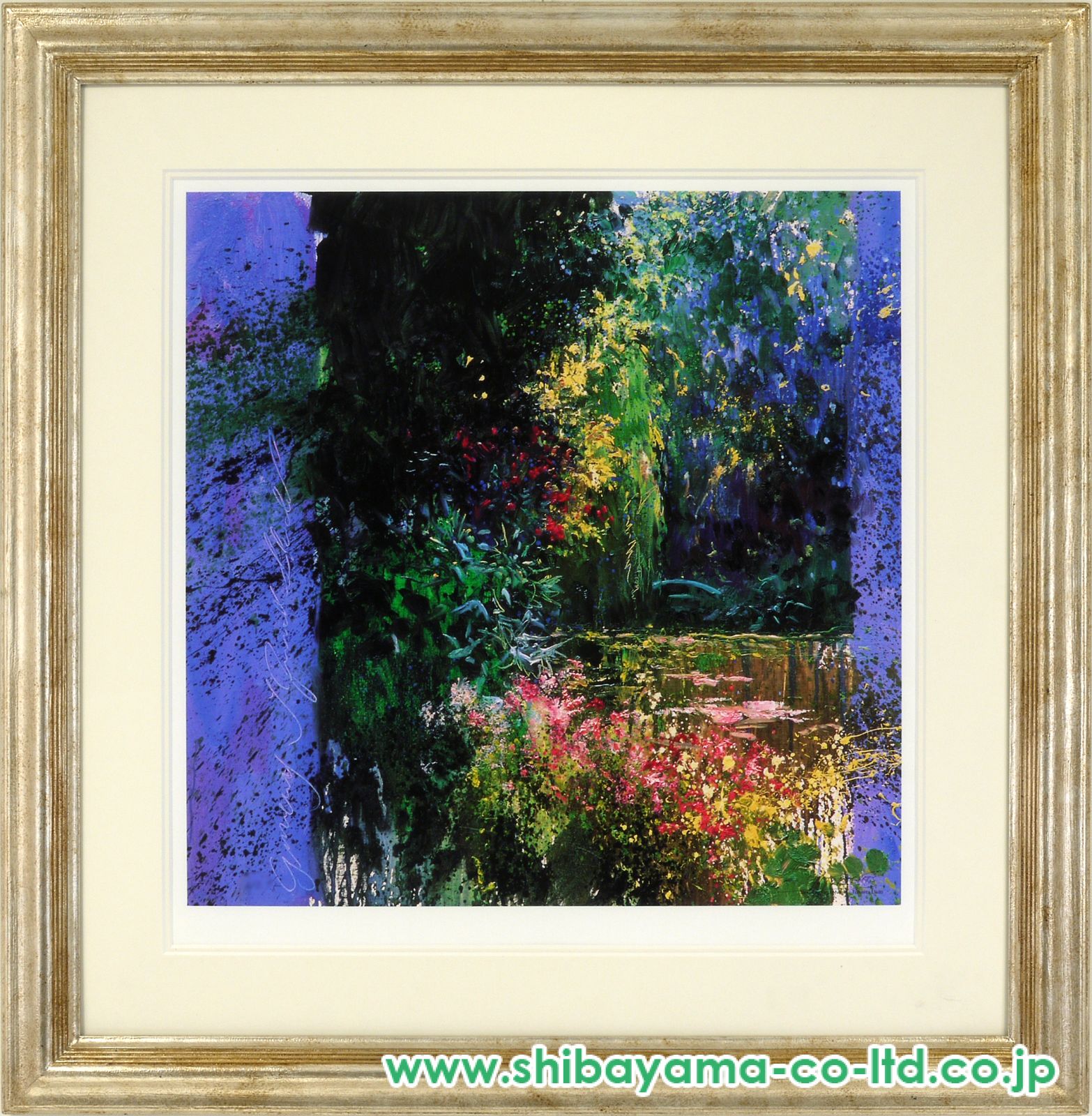 ART - トレンツ・リャド ジヴェルニーの若枝 サイン有 風景画 光 絵画 版画 真作保証 ホアキン・トレンツ・リャド ジヴェルニーの若枝 花 絵画 薔薇
