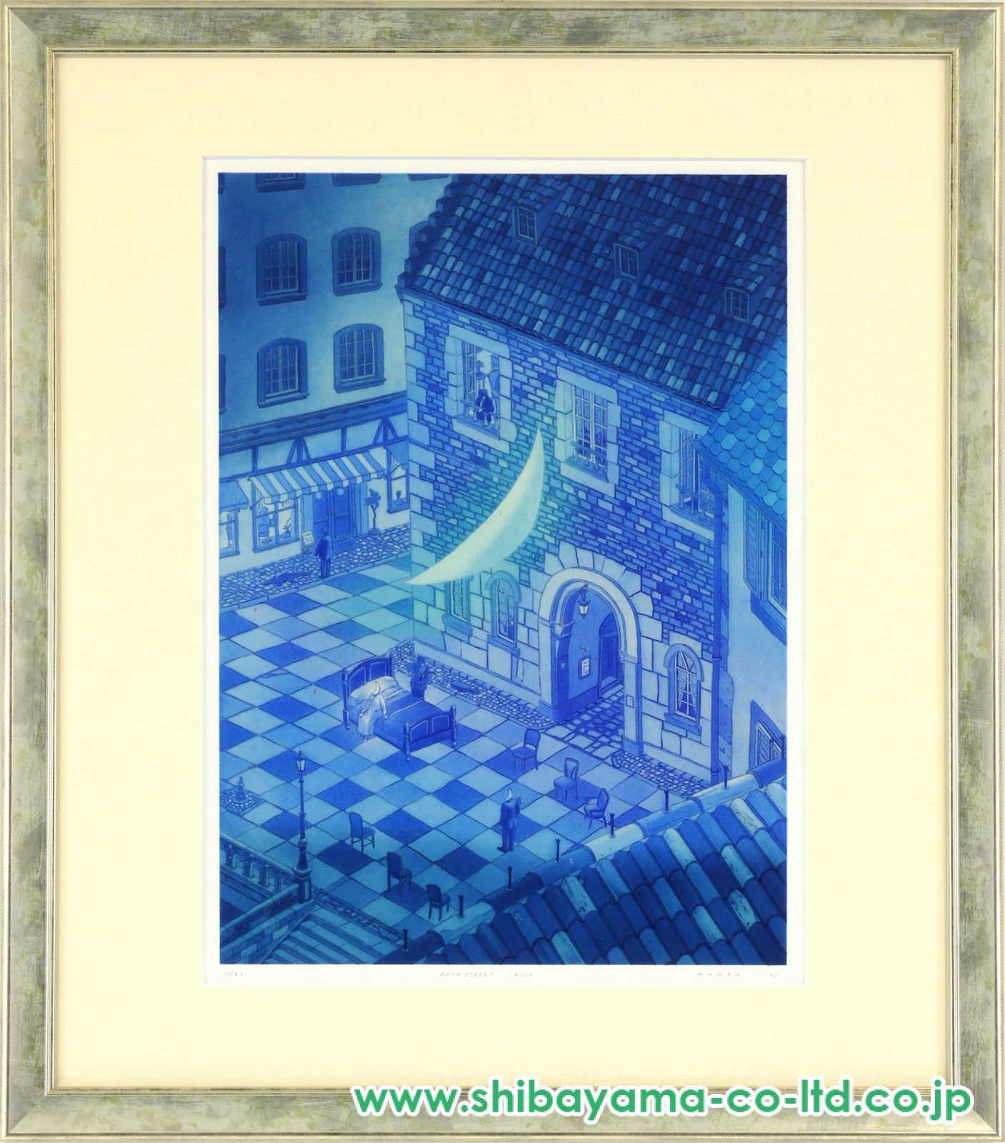 小浦昇　版画　サイン入り　ブルー　希少　銅版画　有名　絵画 小浦昇 版画 サイン入り ブルー 希少 銅版画 有名 絵画
