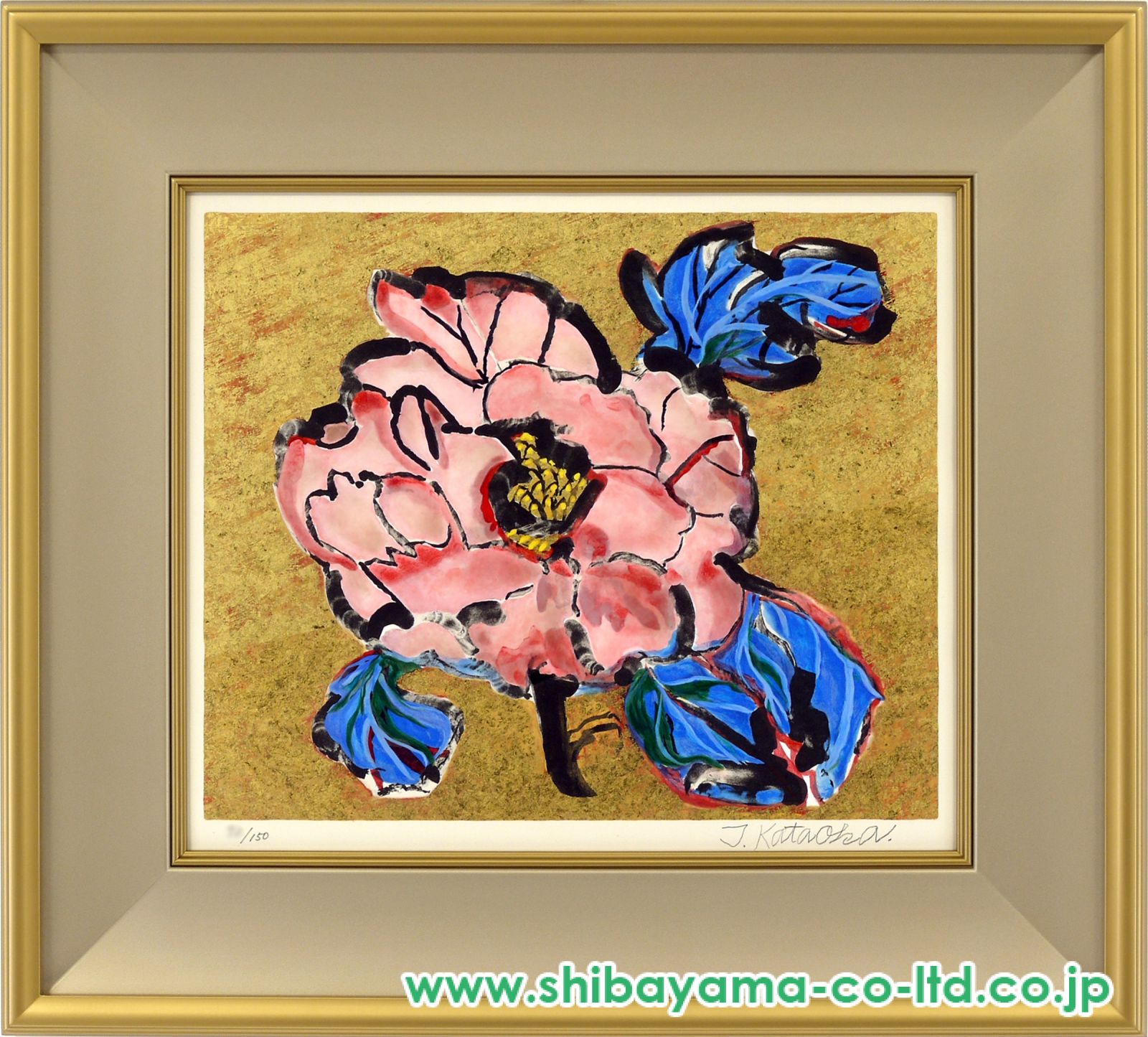 大矢十四彦　牡丹　リトグラフ 牡丹／大矢十四彦 (リトグラフ版画)