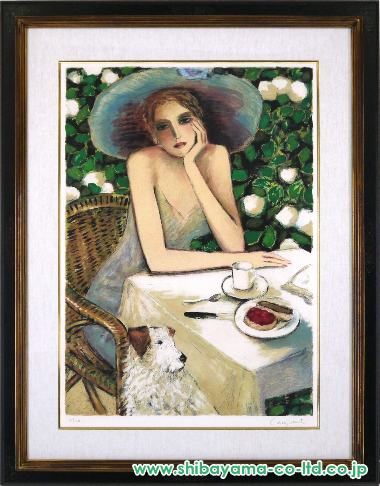 カシニョール　絵画　女性　サインなし　絵画額　ジャン・ピエール・カシニョール 楽天市場】絵画 黒服の女 ジャン＝ピエール・カシニョール