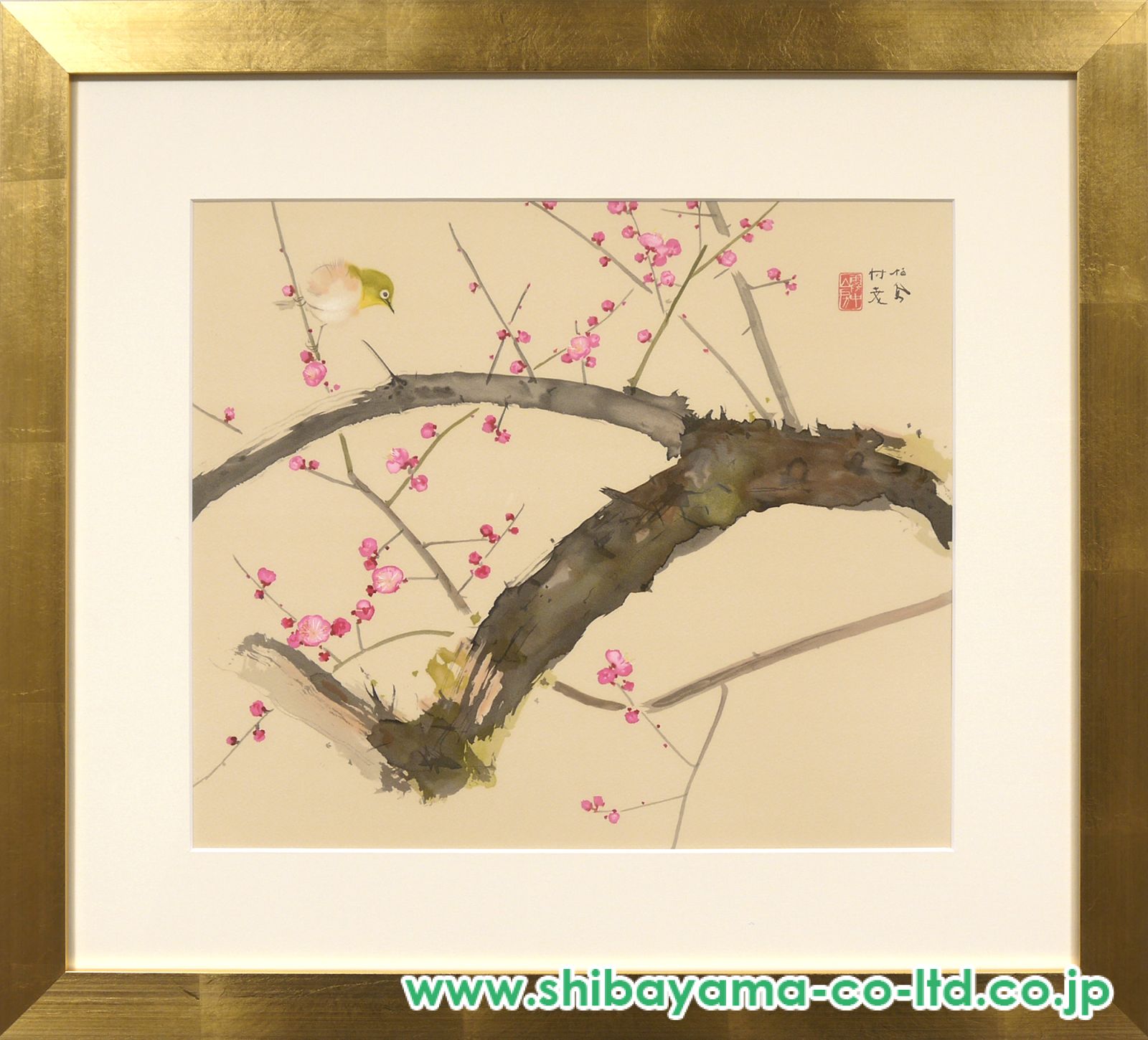 竹内栖鳳「紅梅小禽」リトグラフ :: 絵画買取・販売 - シバヤマ