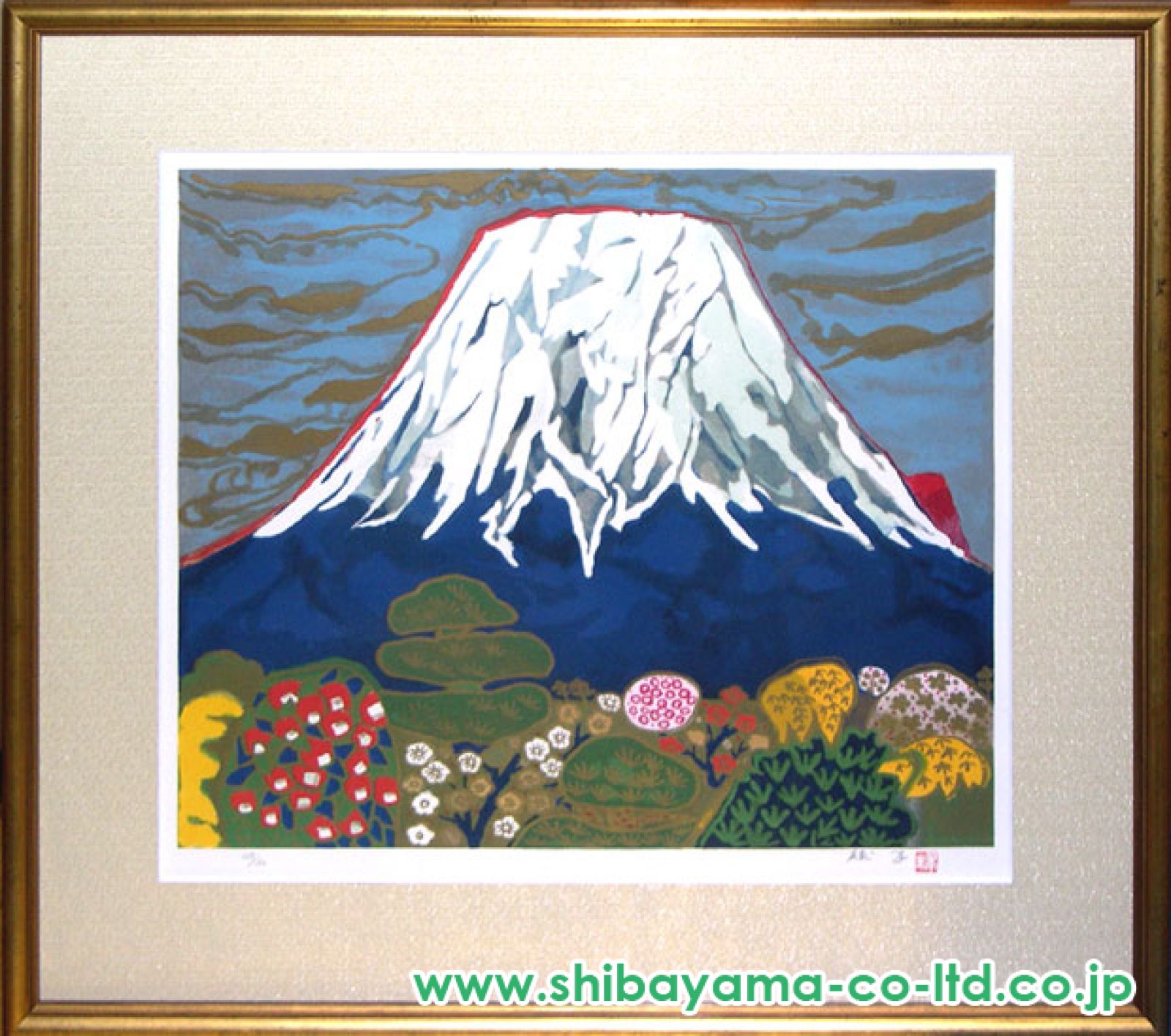 片岡 球子、椿壽、希少な額装用画集より、新品高級額装付、状態良好 片岡球子、【松竹梅】、希少な画集より、状態良好、新品高級額装