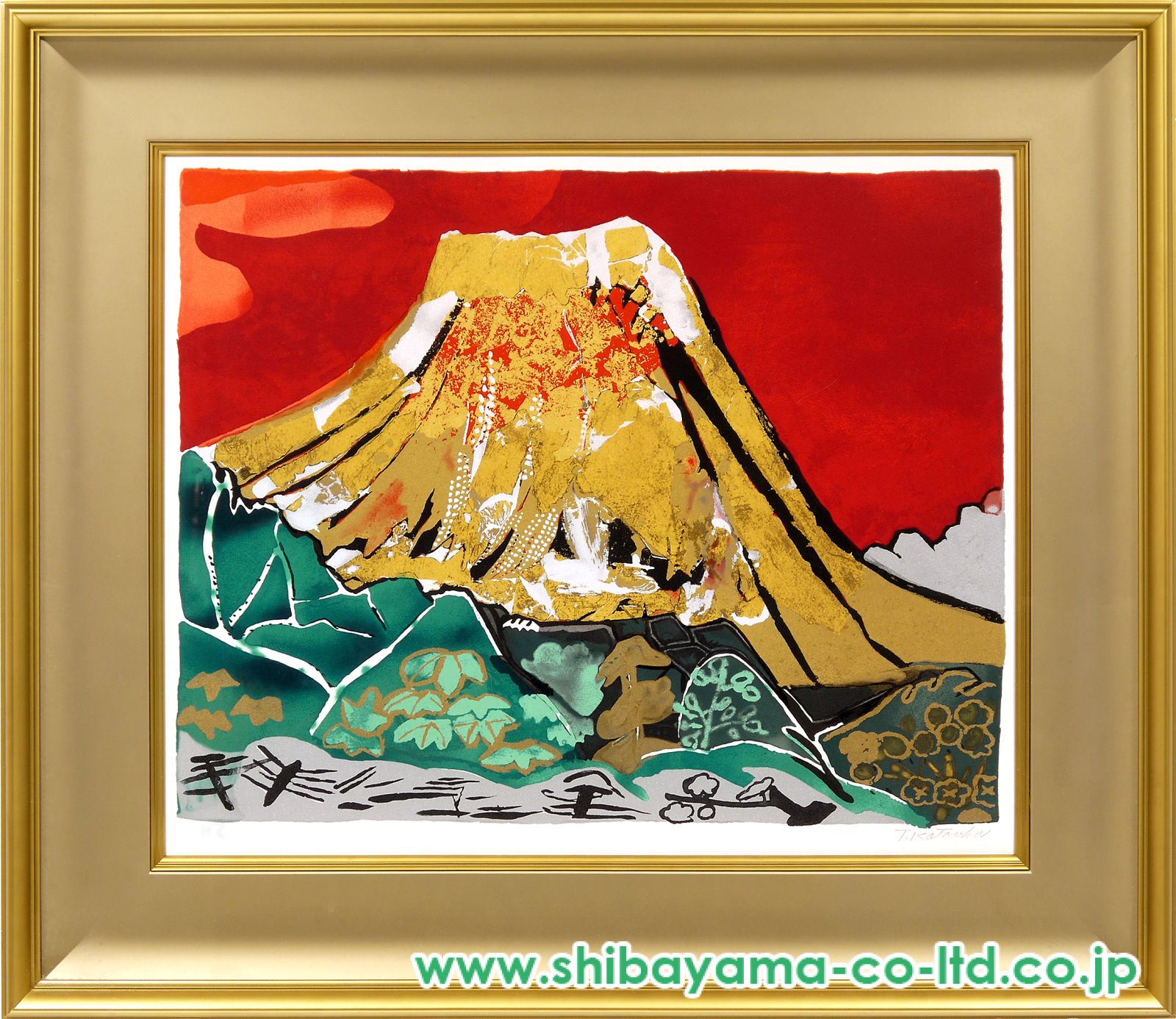 片岡 球子、【春をよぶ富士】、大判、超希少画集・額装画、状態良好 片岡 球子、【春をよぶ富士】、大判、超希少画集・額装画、状態良好