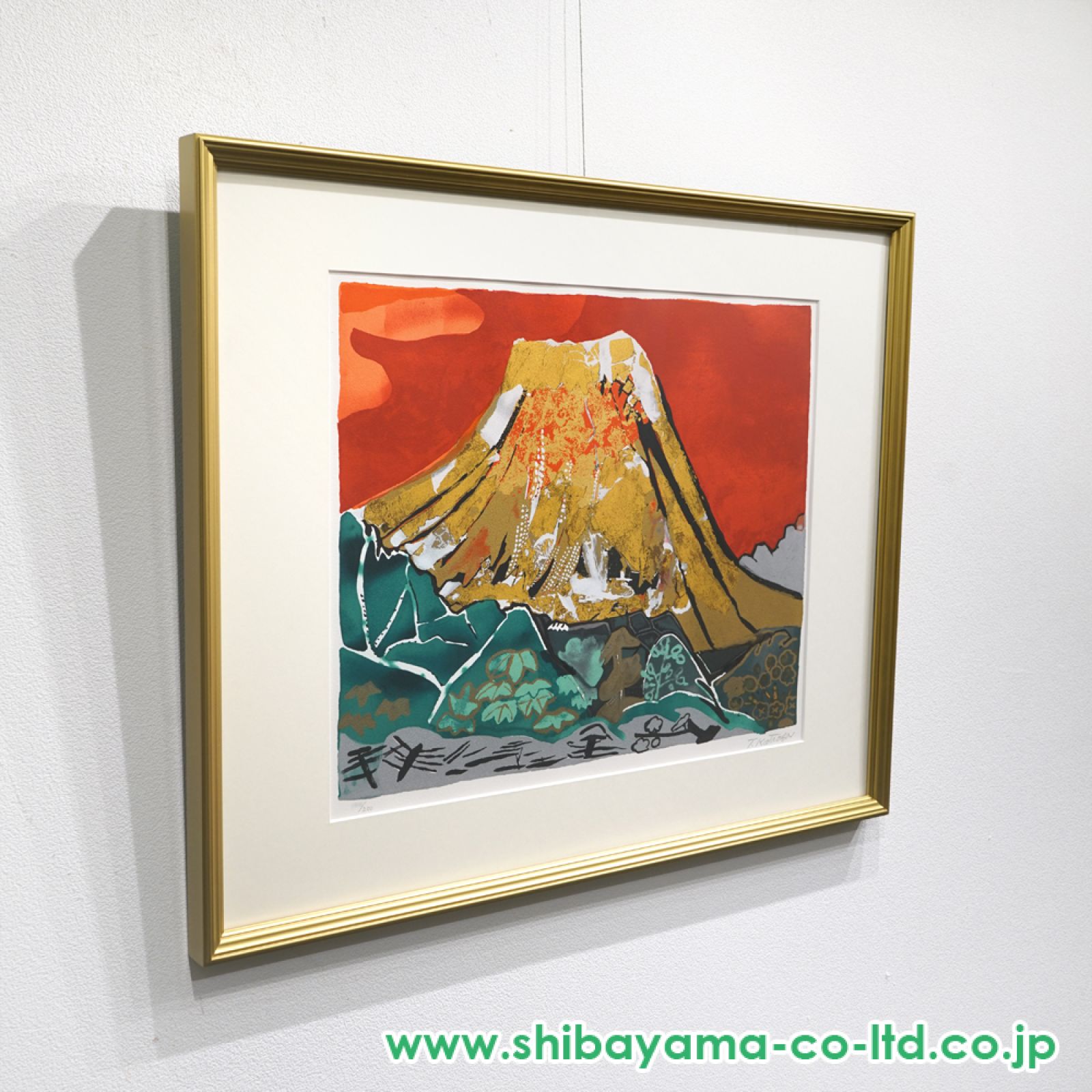 片岡 球子、【富士に献花　3】、大判、超希少画集・額装画、状態良好 片岡 球子、【富士に献花 3】、大判、超希少画集・額装画、状態