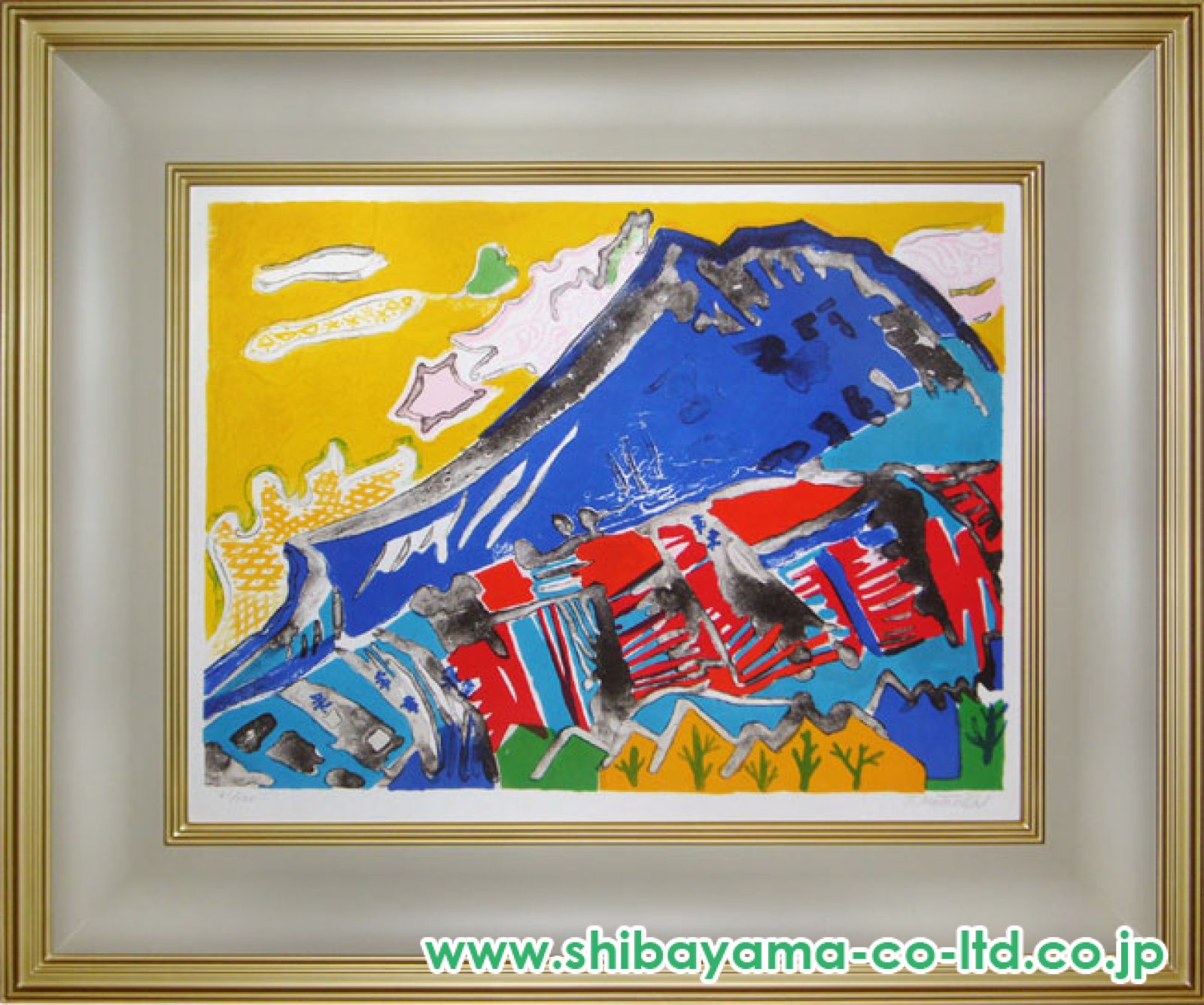 絵画　　リトグラフ 川崎鈴彦「 高原初秋 」リトグラフ 版画 絵画 版画 日本の風景