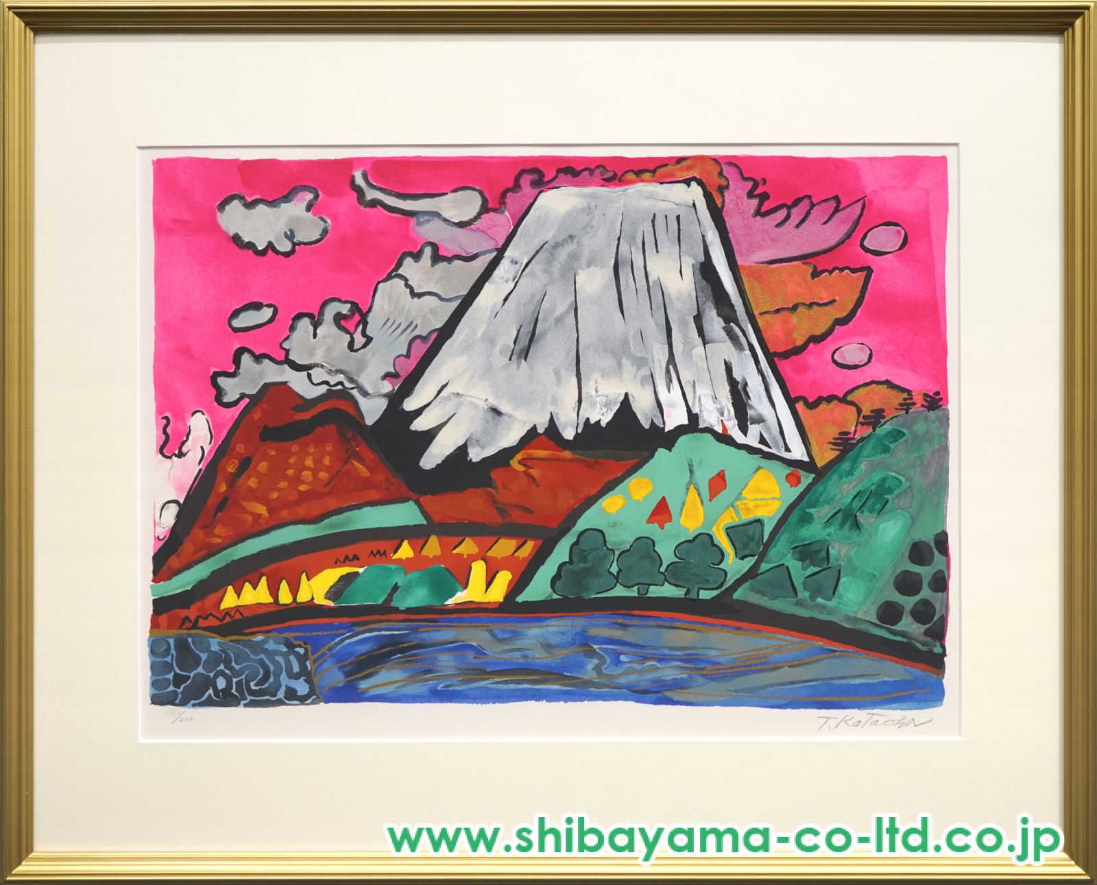 片岡球子「版画集 金・銀・紅・白 富士四題より『雪ふりつもる