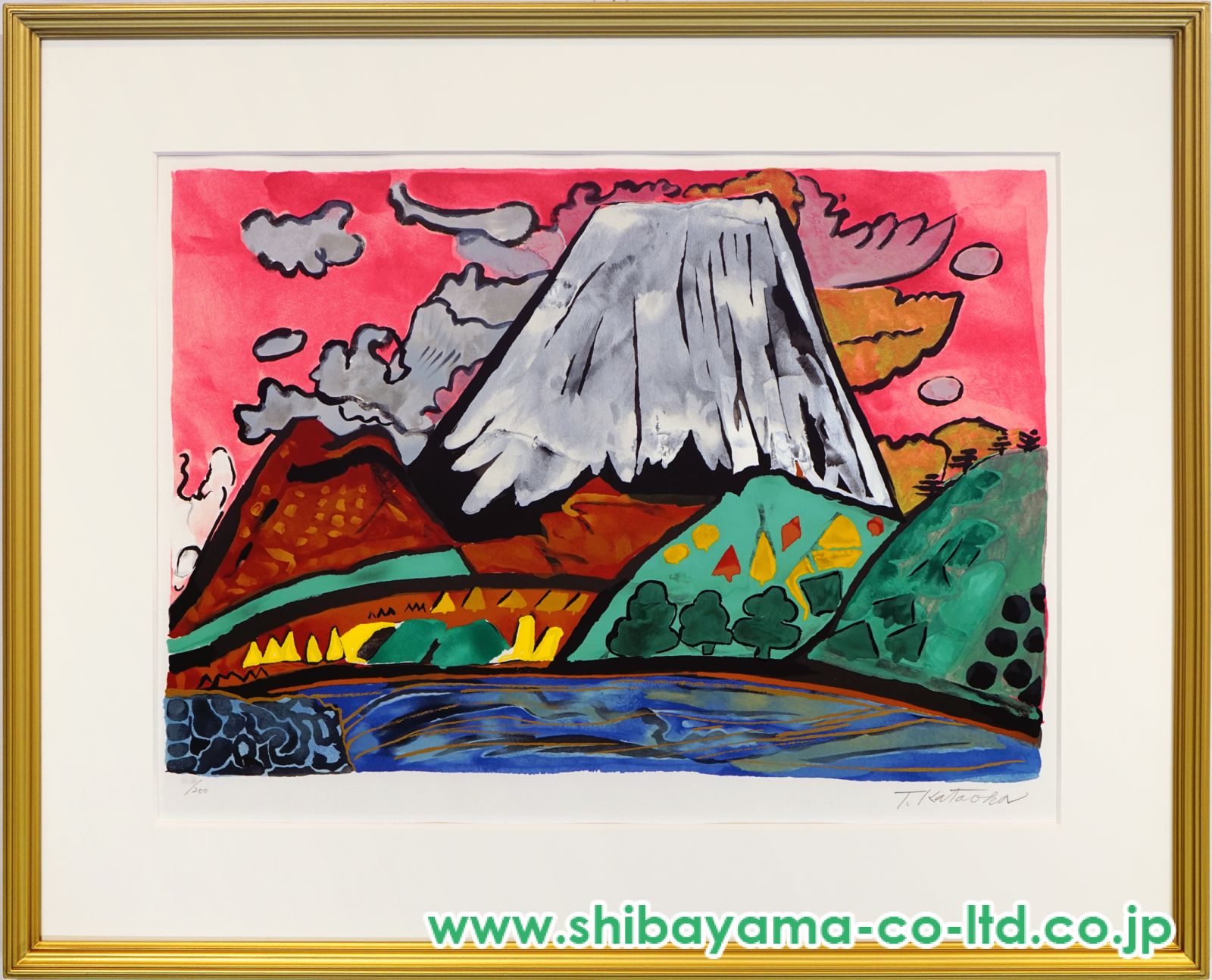 片岡球子「版画集 金・銀・紅・白 富士四題より『雪ふりつもる