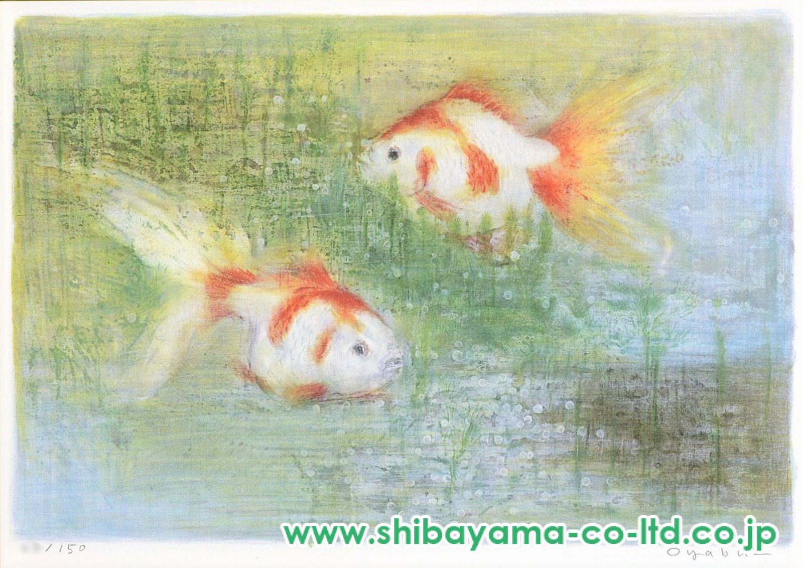 大藪雅孝 絵画 リトグラフ 「 松 」 昭和のモダニズム 日本画 です。 大藪雅孝「 金魚 」オリジナル リトグラフ 版画 絵画 さかな