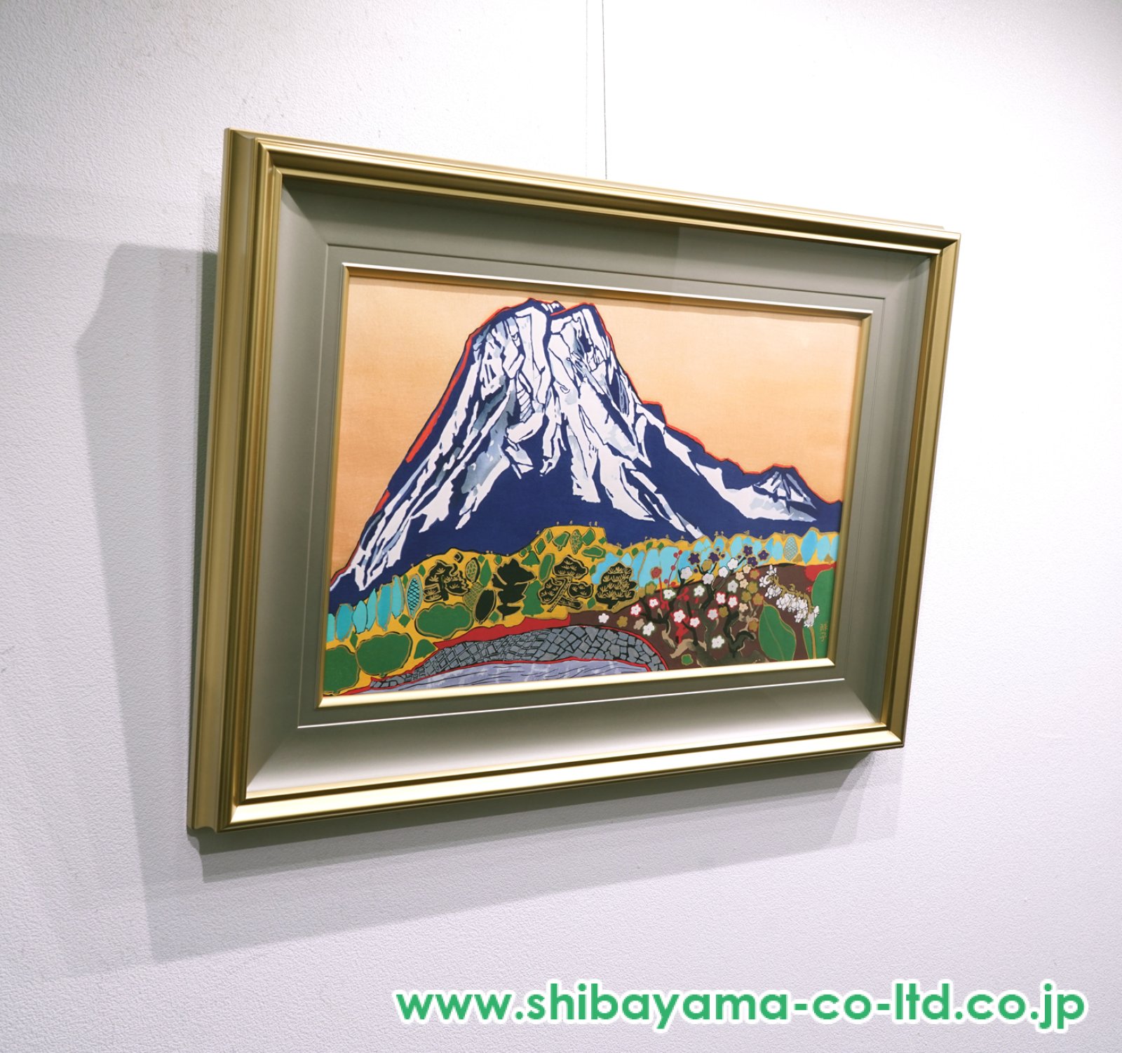 片岡球子「めでたき富士」木版画＋本金泥 :: 絵画買取・販売 - シバヤマ
