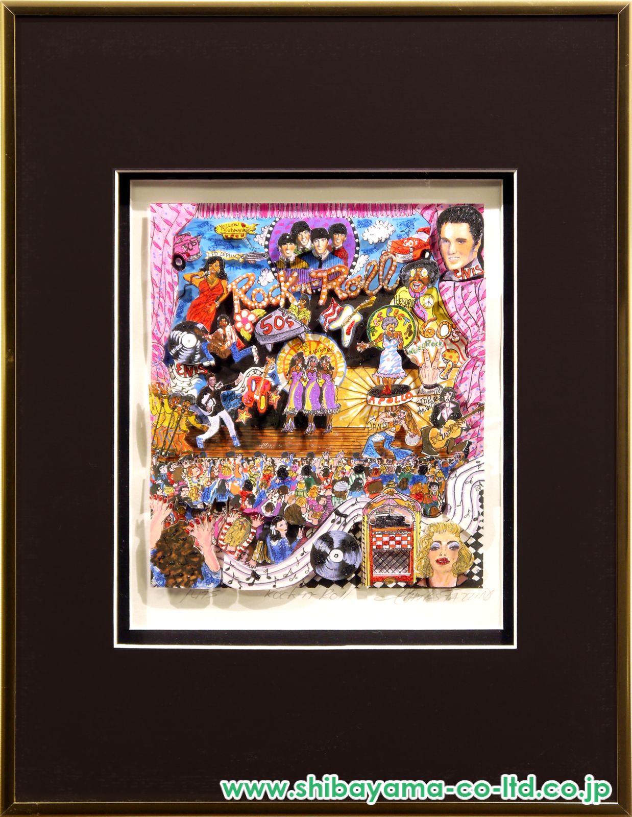 チャールズファジーノ 3D版画 Rock'n-Roll 1950'sポップアート チャールズ・ファジーノ「Rock'n-Roll」3Dシルクスクリーン