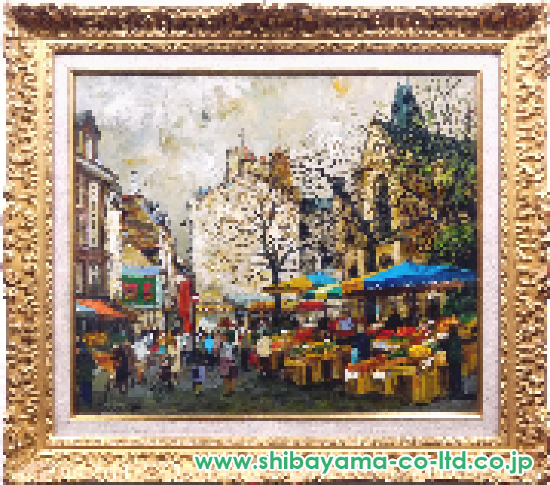 嶋津俊則「パリの朝市」油彩 10号 :: 絵画買取・販売 - シバヤマ