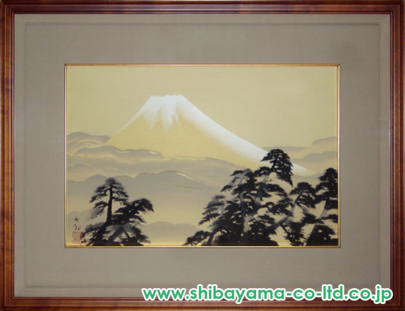 「山色新」　横山大観　勅題画特選 絹本着色 絵画　日本画 風景画 額装 2025春の新作 山色新」 横山大観 額装 風景画 日本画 絵画 絹本