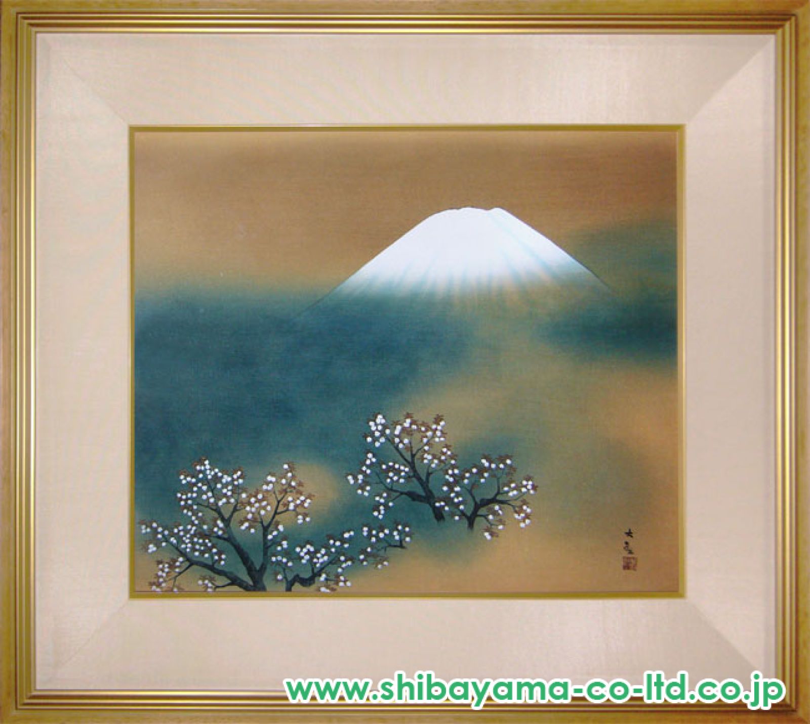 横山大観「桜に不二」木版画 :: 絵画買取・販売 - シバヤマ