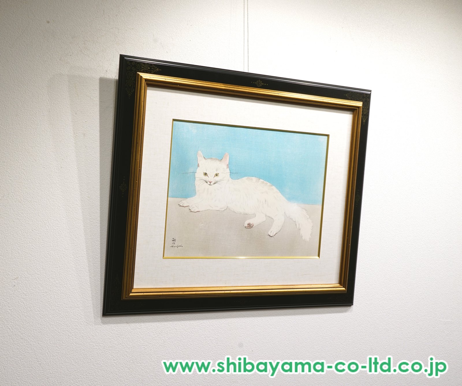 藤田嗣治「白い猫」木版画 :: 絵画買取・販売 - シバヤマ