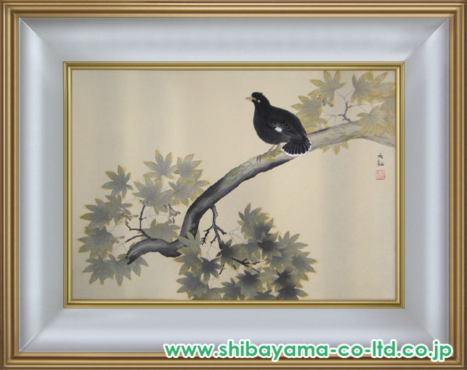 模写/横山大観/カラス図/花鳥図/叭々鳥図/桐題箱付/布袋屋掛軸HJ-272 1276_52b14c61b42ce864045285.jpg