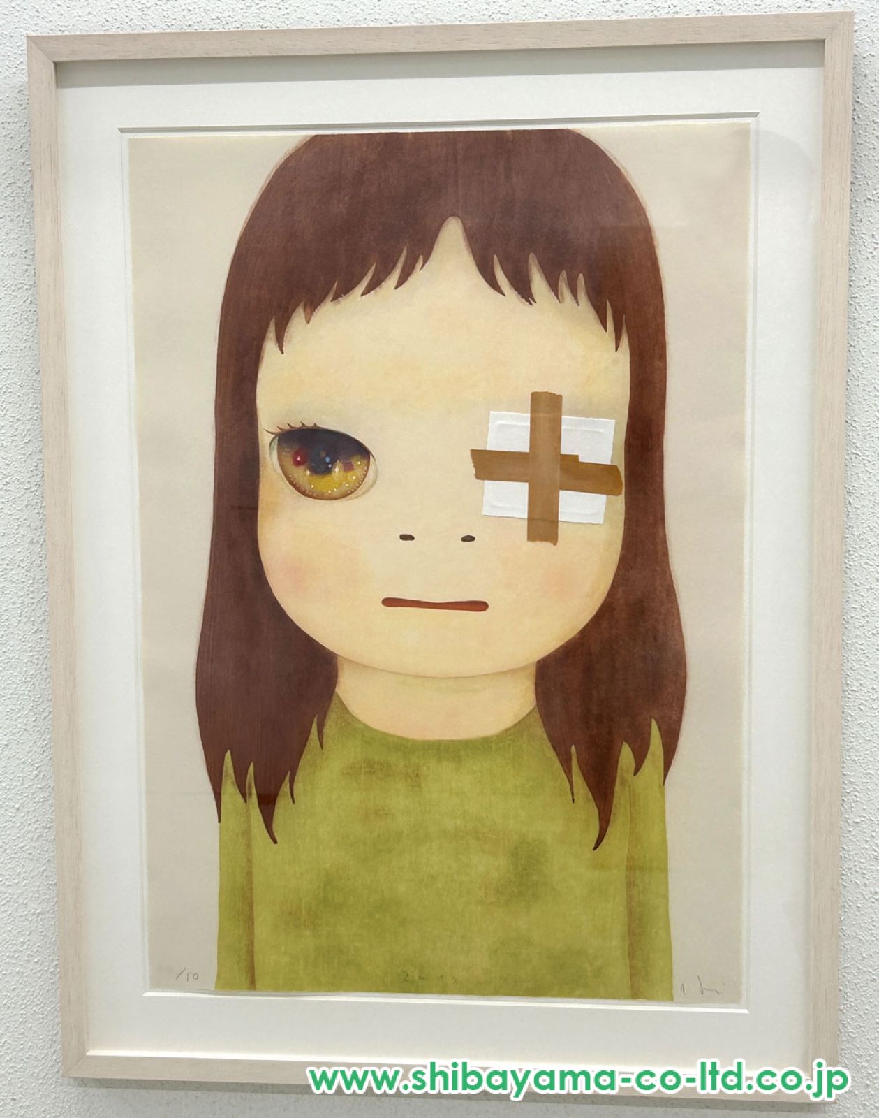 奈良美智「Untitled (EYE PATCH)」木版画＋コラージュ :: 絵画