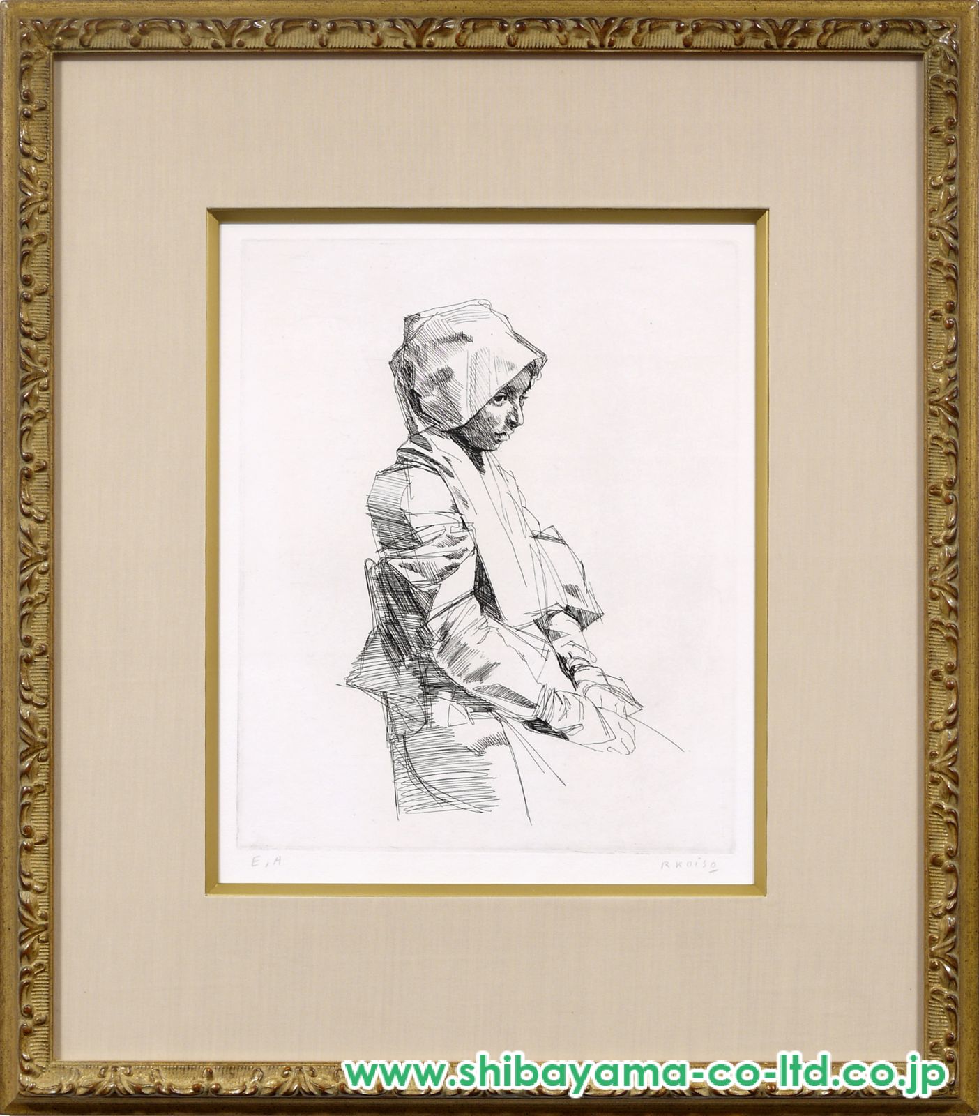 小磯良平「白川女（g）」エッチング :: 絵画買取・販売 - シバヤマ